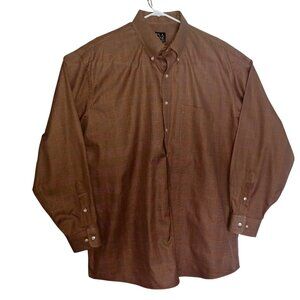 Jos. A. Bank Academia Classic Business Casual Brown Plaid Shirt Men's XXL